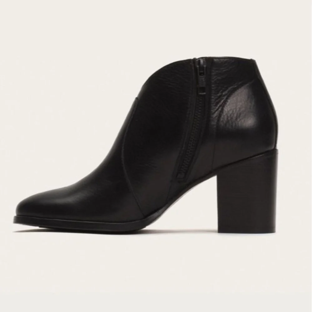 Frye - Nora Zip Short Ankle Leather Boots Black Women's Size US 8.5M